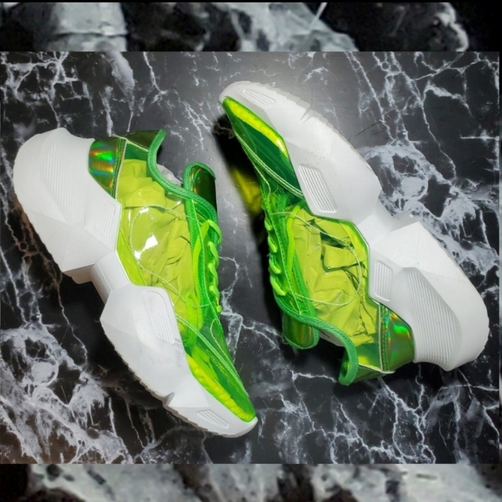 YOKI Green Transparent Platform Sneakers